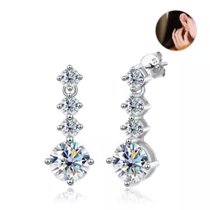 2.6cttw D VVS1 Moissanite Drop Dangle Earrings Women Jewelry 925 Sterling Silver - Picture 1 of 13