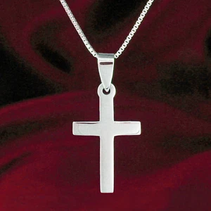Mid Sized Plain Thin Cross Pendant in '925' Sterling Silver - NEW! - Picture 1 of 11