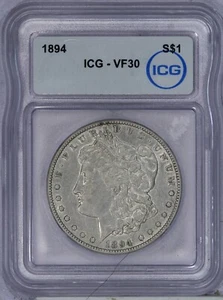 1894 Morgan Silver Dollar $1 ICG VF30 - Picture 1 of 2