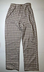 Brandy Melville Flannel Pants  Brown Blue Purple White Plaid One Size Teen EUC - Picture 1 of 5