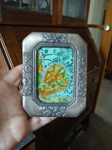 Vintage Pewter Photo Frame, Floral panels, clipped corners. Lovely. - Picture 1 of 10