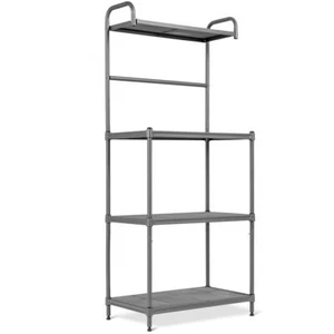 4-Tier Baker's Rack Stand Shelves Kitchen Storage Rack Organizer - Color: Gray - Picture 1 of 5