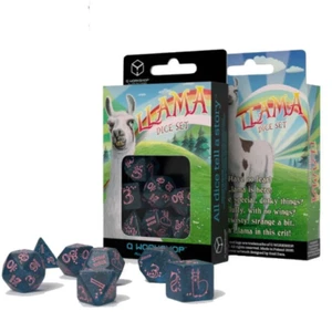 SPARKLING LLAMA DICE SET DARK BLUE AND PINK ROLE PLAYING GAMES Q-WORKSHOP NEW - Picture 1 of 2