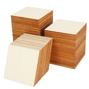 100 Pezzi Quadrati Legno Non Finiti 3x3 Pollici Ritagli Quadrati Legno per Artigianato Fai da Te - Foto 1 di 7
