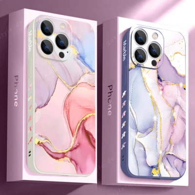 ShockProof Marble Soft Case For iPhone 16 15 14 17 Pro Max 13 12 Mini 11 8 Cover - Image 1 of 4
