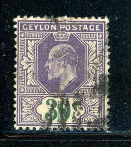 CEYLON 174 SG273 Used 1903 30c vio & grn KEVII Perf 14 Wmk Crown CA CV$4 - Picture 1 of 2