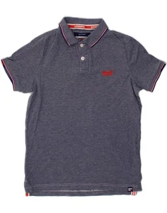 SUPERDRY Mens Polo Shirt Large Navy Blue Cotton CB46 - Picture 1 of 3