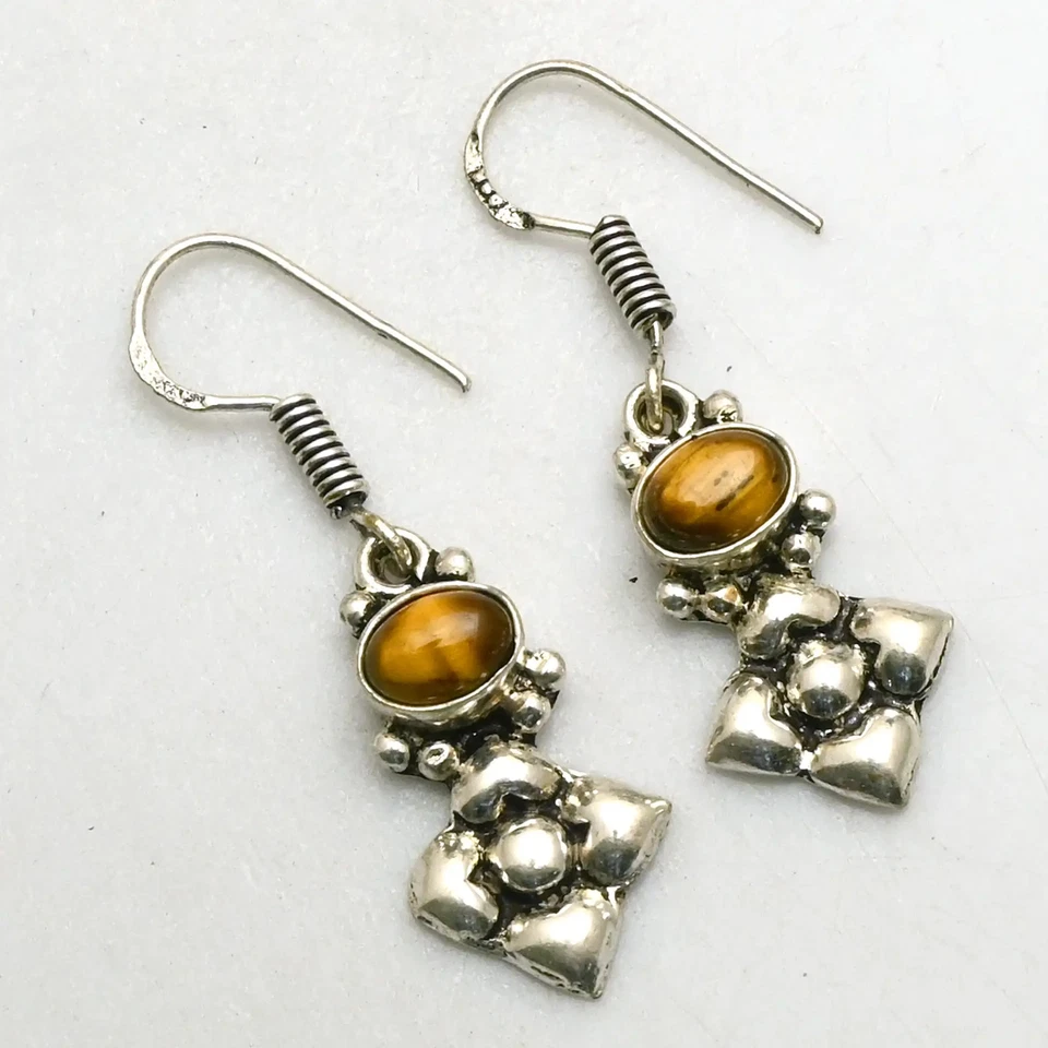 Tiger Eye Gemstone Handmade Drop Dangle Earrings Jewelry Gift 1.72" AE-89483 - Image 1 of 1