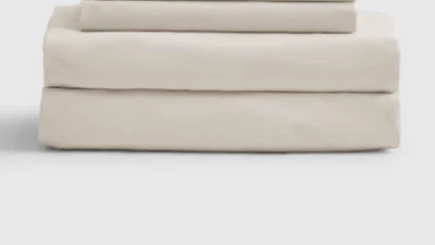 NWT QUINCE CLASSIC ORGANIC PERCALE 3 PIECE SHEET SET SAND TWIN XL COTTON - Image 1 of 4
