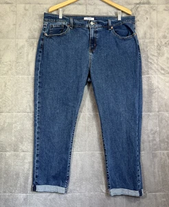 Denizen Levis Jeans Women's 16 Blue Boyfriend Cuffed Stretch Denim 24" Cropped - Picture 1 of 13
