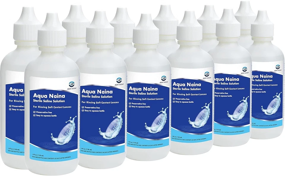 Solución salina enjuague sin conservantes para lentes de contacto, 12 x 4 fl oz Foto 1 de 4