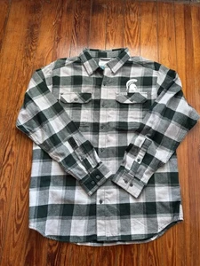 Camisa de franela Columbia MSU Michigan State Spartans talla grande para hombre verde blanca - Imagen 1 de 4