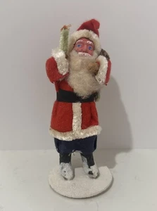 Antique Paper Mache Santa Clause With Christmas Bag Made In Occupied Japan - Picture 1 of 7