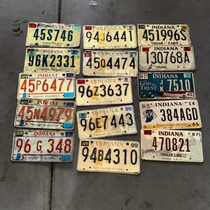 License Plate Lot - 15 plates, Bulk, Vintage Indiana, Craft or Collect - Picture 1 of 10