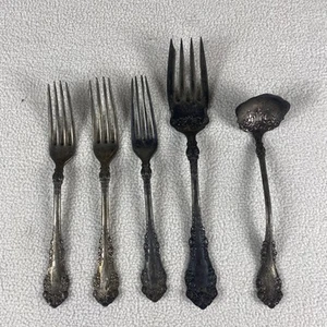 1847 ROGERS BROS AI SILVERPLATE BERKSHIRE 3 FORKS MEAT FORK SAUCE SPN SILVERWARE - Picture 1 of 6