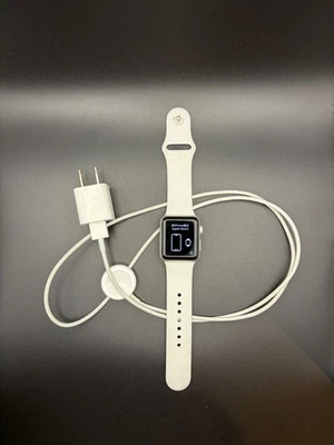 Apple Watch Series 3 38 mm Silver Aluminum Case White Sport Band Smartwatch - Image 1 of 4