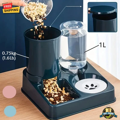 Alimentador automático para gatos 2 en 1 y dispensador de agua por gravedad tazón de comida para mascotas Foto 1 de 4