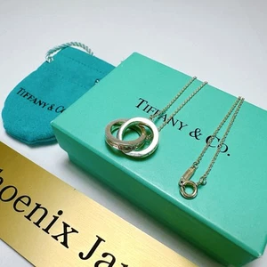 Auth TIFFANY&Co. 1837 Interlocking Circles Necklace Pendant Silver 925 FastShip - Picture 1 of 13