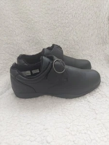 Zapatos de trabajo Dr Keller negros cómodos forrados de vellón con correa a presión talla 5 Reino Unido - Imagen 1 de 14