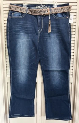 Wallflower Legendary Fit 靴型高腰深水洗牛仔裤 22 码刺绣 — 第 1/4 张图片