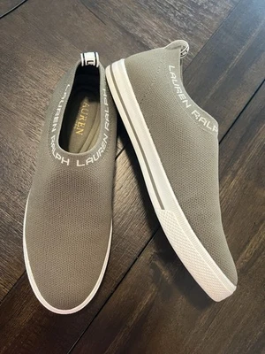 LAUREN RALPH LAUREN Womens Jordyn Khaki White Slip On Comfort Sneakers Size 7 M - Image 1 of 4