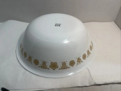 Vintage Large 10" Corning Corelle Serving Bowl Butterfly Gold Clean Shiny 1264 - Image 1 of 4