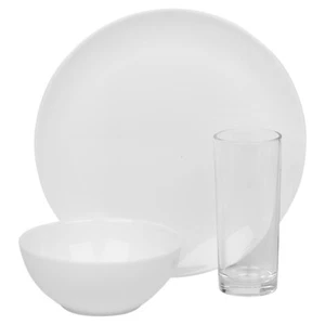 12/24pc White Opal Glass Dinner Set Plates Soup Bowls Dinnerware Service for 4 8 - Picture 1 of 74