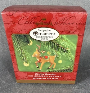 Vintage Hallmark Keepsake Christmas RINGING REINDEER 2000 Membership Ornament - Picture 1 of 8