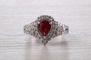 Very Dressy One carat Ruby and Diamond set 18ct White Gold Ring - Picture 1 of 10