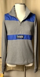 Victoria's Secret Pink Perfect 1/4 Zip Blue & Gray Hoodie - Size XS - Picture 1 of 6