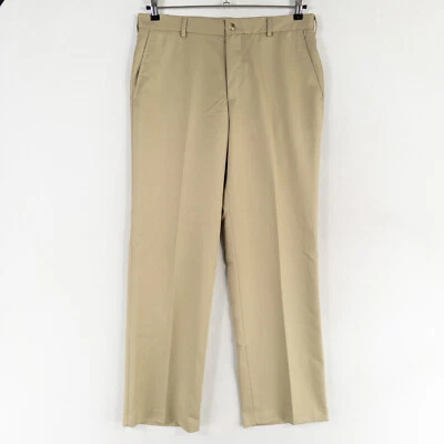 Pantalones Van Heusen Para Hombre 34 x 32 Bronceados Microfibra Sin Arrugas Frente Plano Lavable Foto 1 de 4