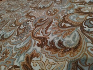 OOP Beautiful Blue Brown Paisley Fabric 28.5 x 43 Medium Print Cotton - Picture 1 of 1