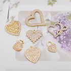 7 pcs Rhinestones Heart Alloy Charm Gold Pendant Dangle Jewellery Making Crafts