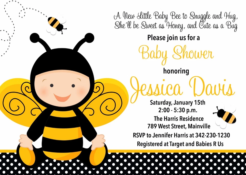 Abejorro, abeja, abeja melífera, bebé, invitación de baby shower Foto 1 de 1