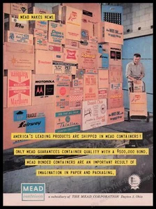 Mead Containers Cardboard 1950s Print Advertisement Ad 1959 Paper Manufacturing - Picture 1 of 1