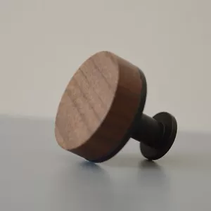 HOLZ - Metal Möbelknopf Design Knopfgriff Griffe NEU Walnutt-matt schwarz - Bild 1 von 12