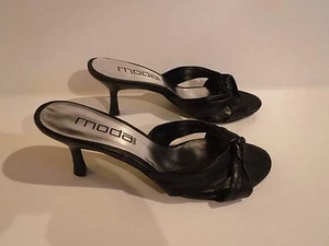 Moda Spana Women's Black Open Toe Open Back Medium Heel Shoes Size 6.5 - Picture 1 of 9