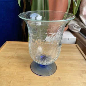 Blenko Bell Crackle Vase C58 Crystal Sky Blue Seeded Pre-designer 1930’s Seeded - Picture 1 of 6