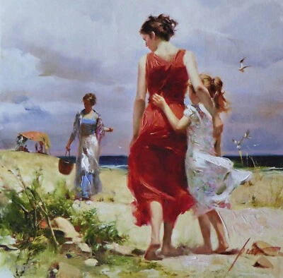 PINO Daeni "Breezy Days" EMBELLECIDO A MANO FIRMADO Lienzo Romántico Impresionista Foto 1 de 4