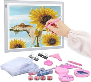 Almohadilla de luz LED A4 para kits de pintura de diamantes, placa de luz alimentada por USB, ajustable - Imagen 1 de 7