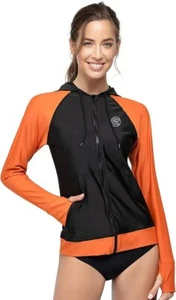 NWT AXESEA Hoodie Rash Guard Womens 14 UV Sun Protection Long Sleeve Swimsuit - Picture 1 of 15