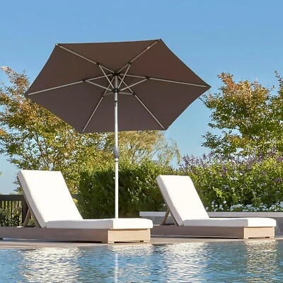 DOMI OUTDOOR LIVING Domi 7.5FT Patio Umbrella w/Push Button Tilt and Crank for Deck Porch Backyard