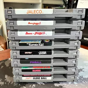 Lot of 8 NES Games - Nintendo - Cleaned, Tested - Bases Loaded 1, 2, 3, Rambo - Picture 1 of 9