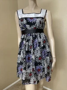 Women’s Black Floral Casual Summer Opened Elastic Strap Size L Dress Sundress - Picture 1 of 12