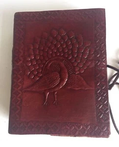 Diario cuaderno en relieve de papel pavo real de cuero Diary XL Fairtrade - Imagen 1 de 2