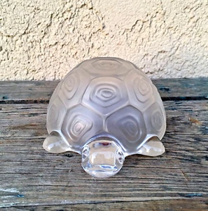 SATIN CRYSTAL GLASS TURTLE BOWL, ENESCO COLLECTIBLE MADE IN WEST GERMANY - Picture 1 of 12