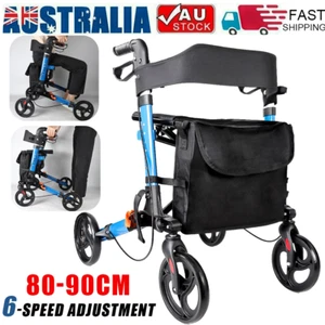 Folding Rollator Walker Aluminium Walking Frame Mobility Aid Lightweight 4Wheels - Picture 1 of 11