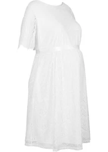 Umstands-Hochzeitskleid aus Spitze Kurzarm Gr. 36/38 Wollweiß Abendkleid Neu - Bild 1 von 1