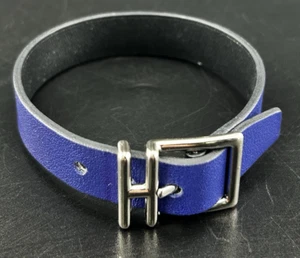 HERMÈS Palladium Plated Leather BRACELET Reversible Blue & Black FRANCE F1 01 38 - Picture 1 of 20
