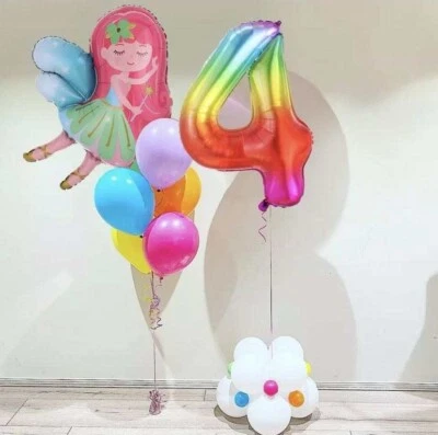Paquete de globos de hadas de 4º cumpleaños decoraciones de fiesta de cumpleaños edad 4 niñas ángel Foto 1 de 3